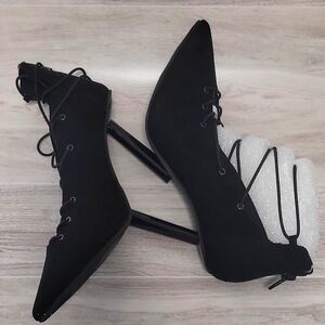 Elegant Black Lace-Up Women's Heels. WILD PAIR, 7M US.